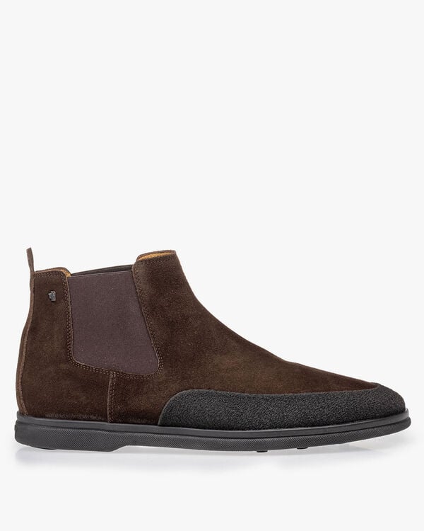 Su&egrave;de chelsea boot donkerbruin