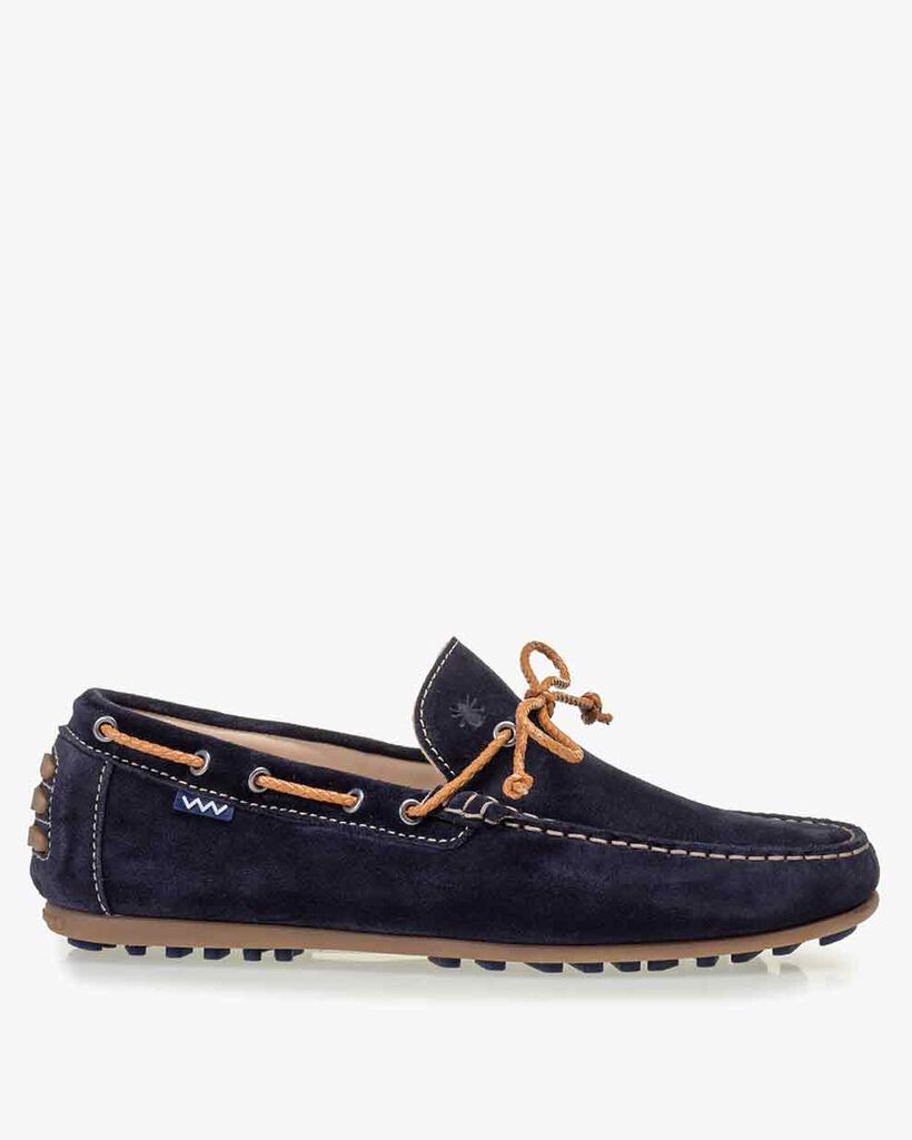 Moccasin suede leather dark blue