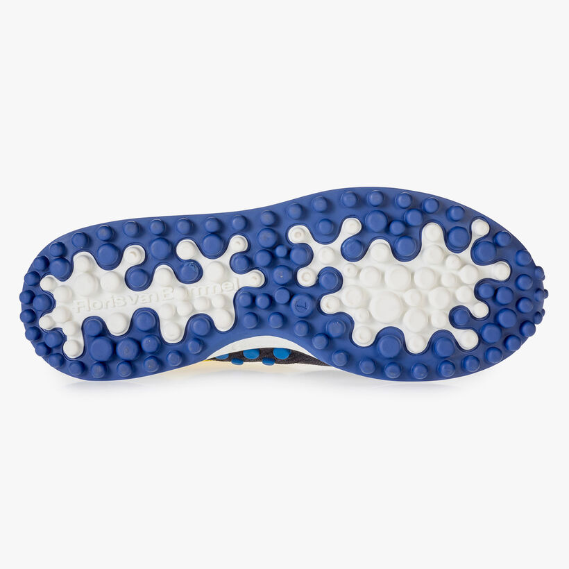 Multi-colour suede leather sneaker with yellow details