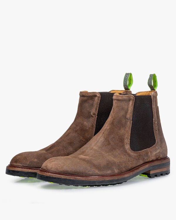 Chelsea boot su&egrave;de cognac