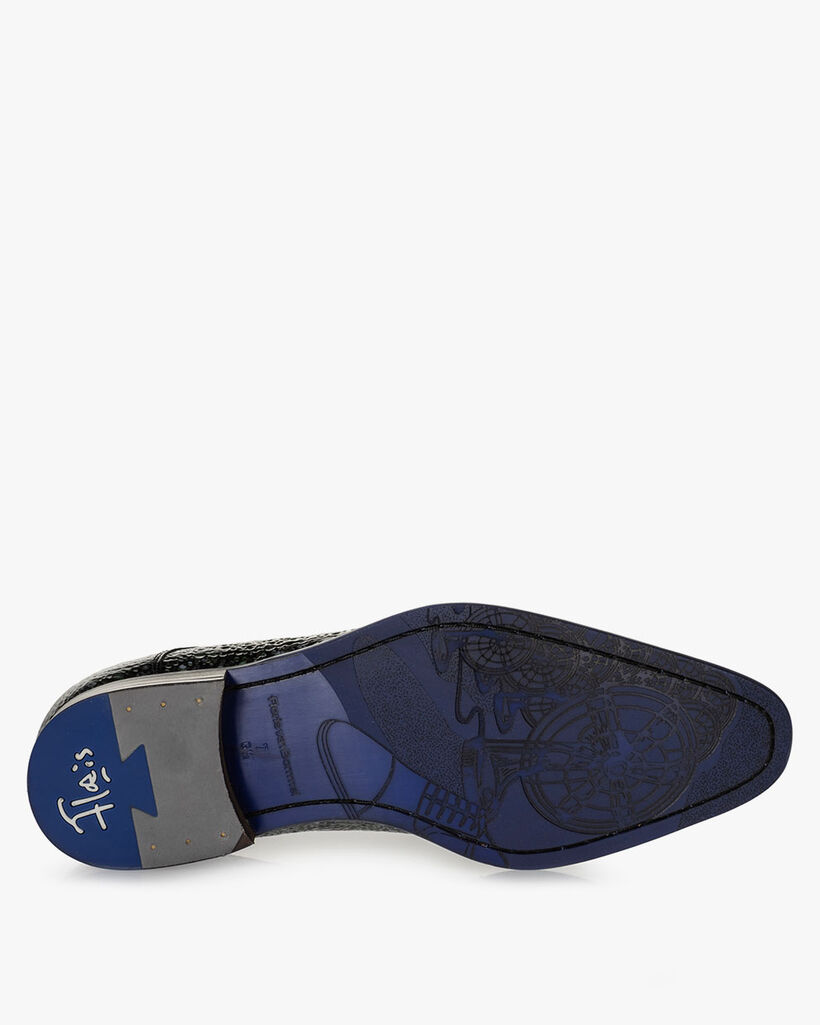 Veterschoen metallicprint groen