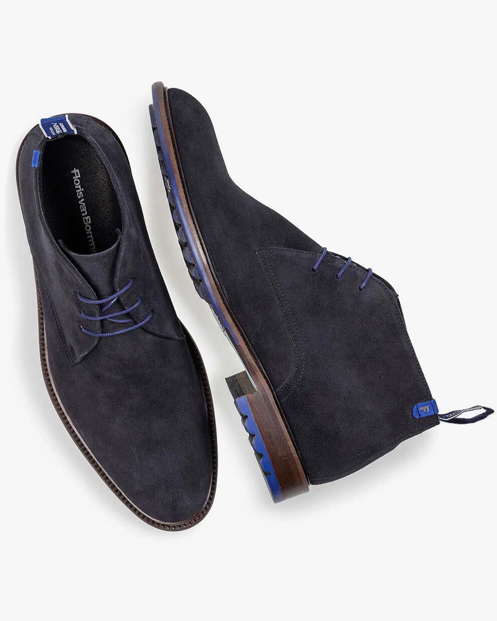 Blauwe suède veterboot 20057/00 | van Bommel Official®