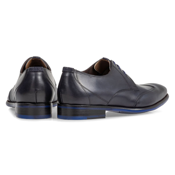 Veterschoen donkerblauw kalfsleer