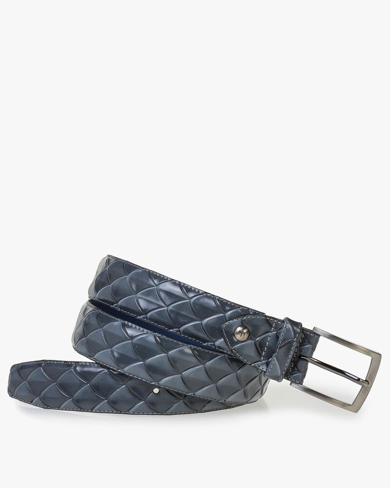 Premium grijze leren riem met print