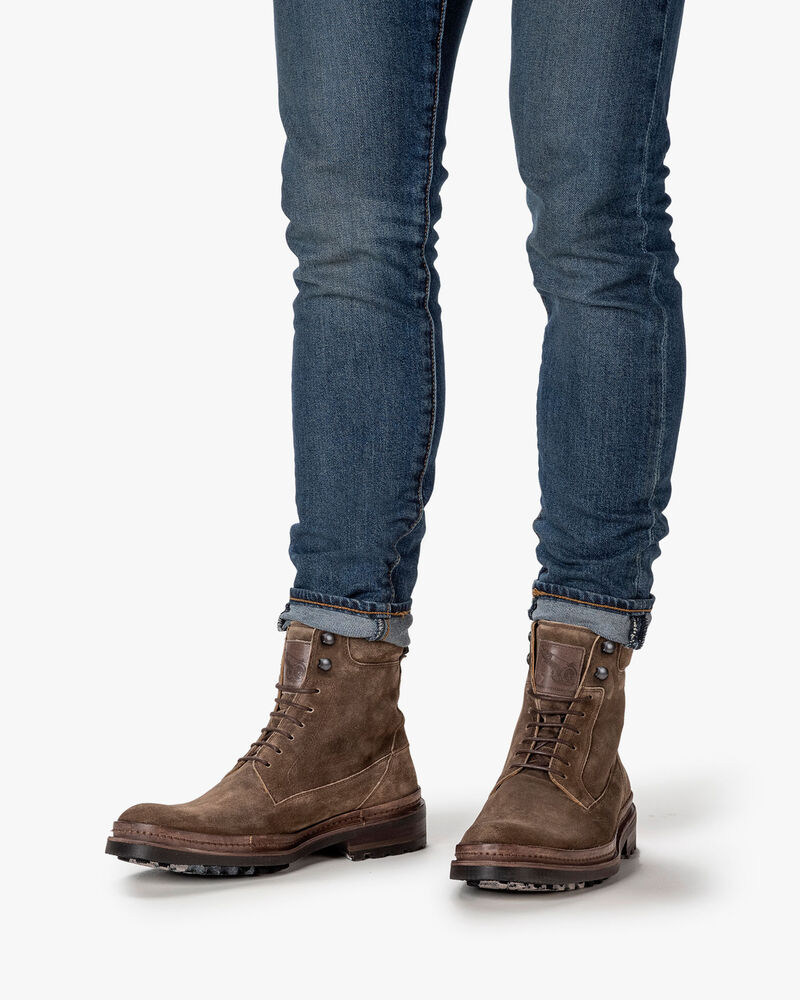 Lace boot suede sand-coloured