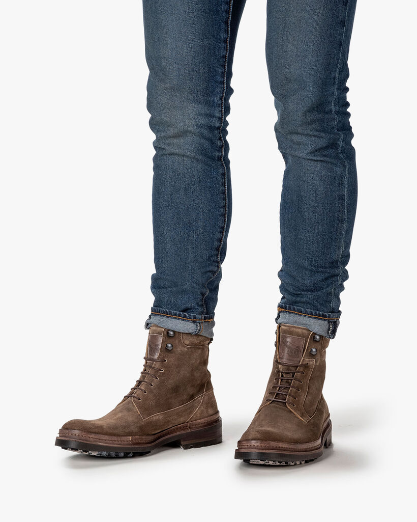 Lace boot suede sand-coloured