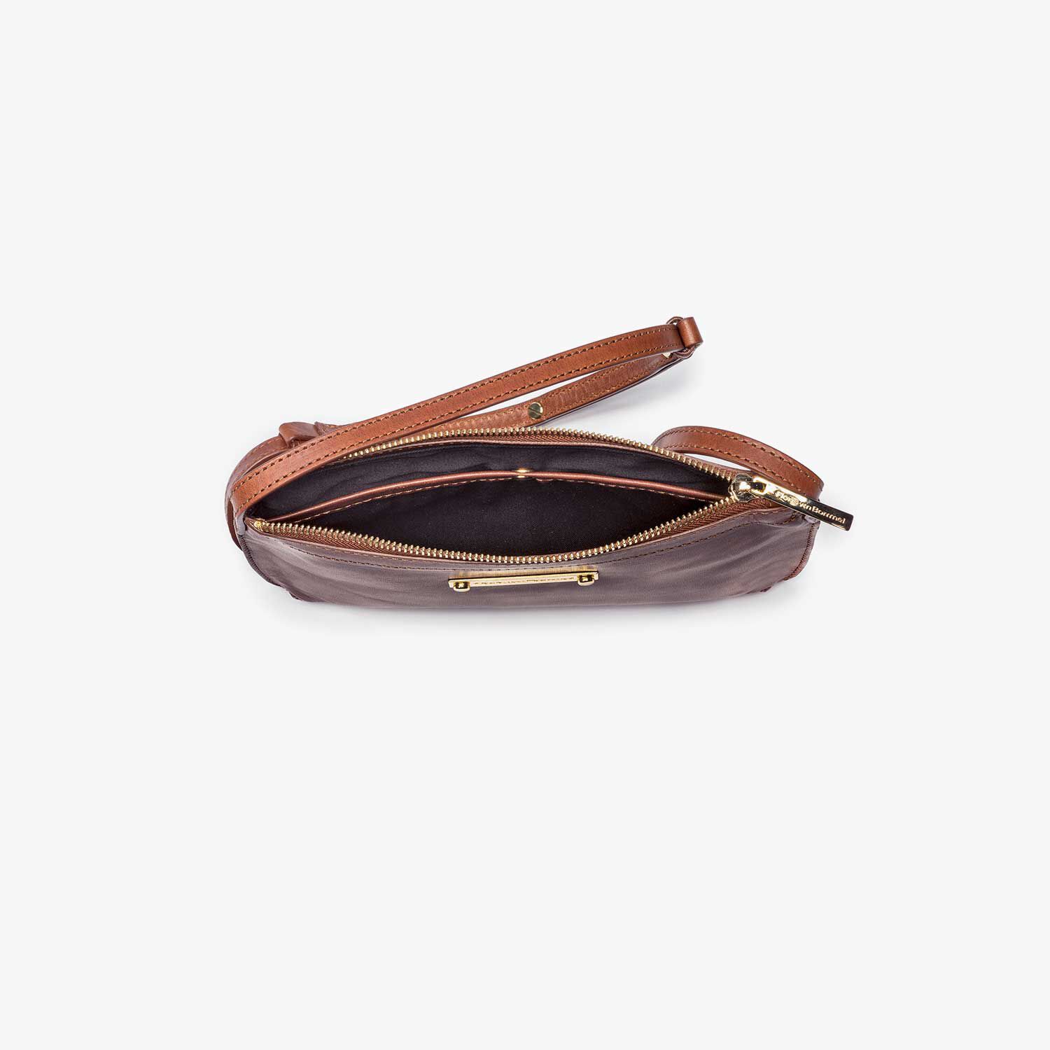 Bruine leren cross body bag 89010 01 Floris van Bommel