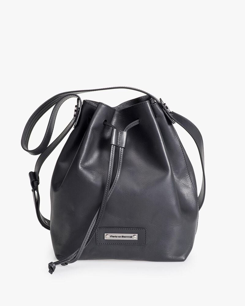 Zwarte leren bucket bag