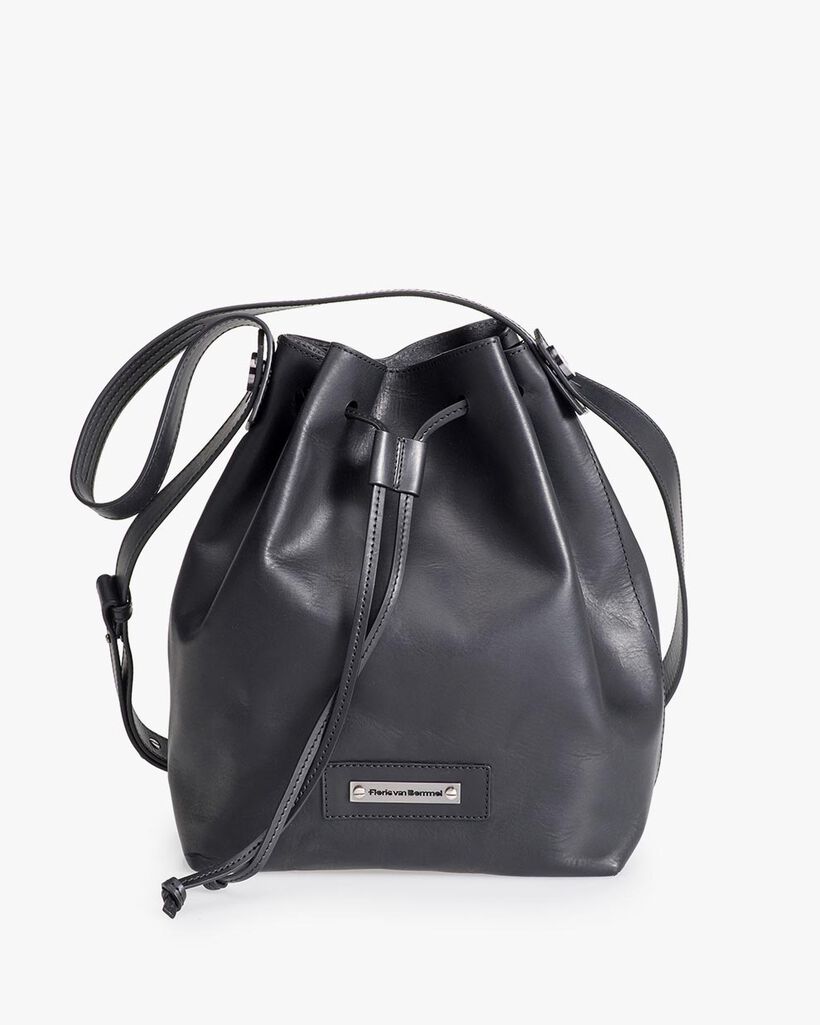 Zwarte leren bucket bag