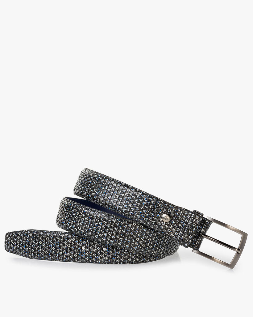 Belt printed leather black/white