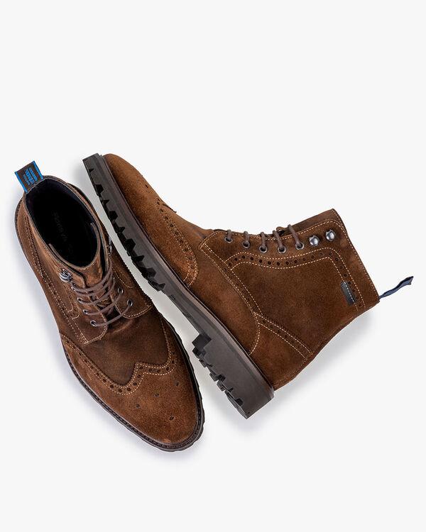 Lace boot suede cognac