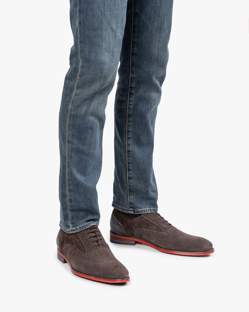 Veterschoen donkerbruin met print