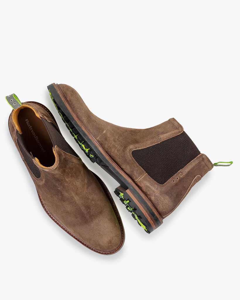 Chelsea boot su&egrave;de cognac