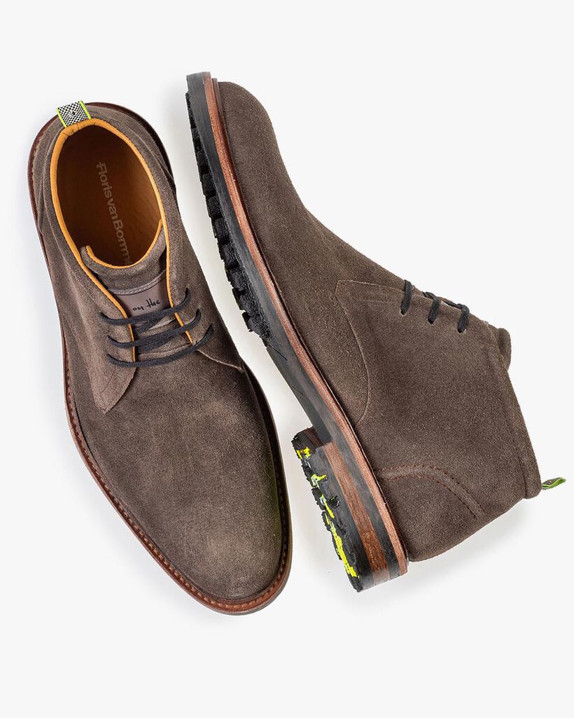 Lace boot suede leather dark taupe