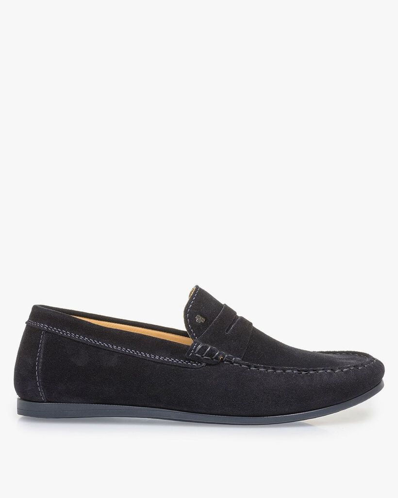 Dark blue suede leather loafer