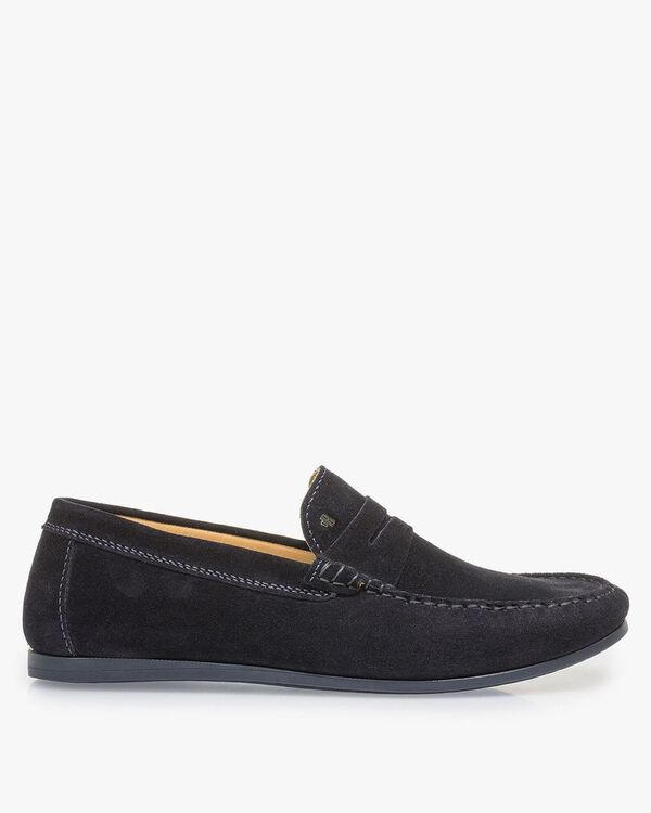 Dark blue suede leather loafer