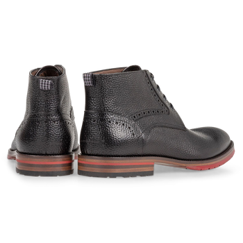 Veterboot zwart structuurleer