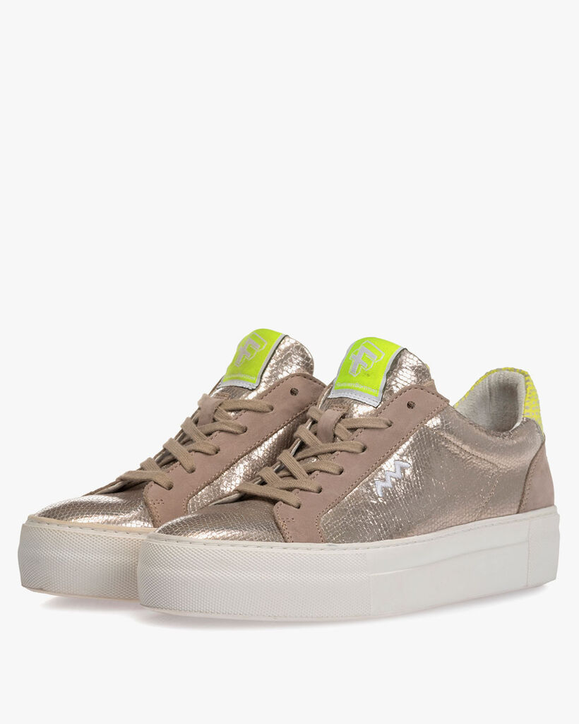Sneaker metallic print taupe