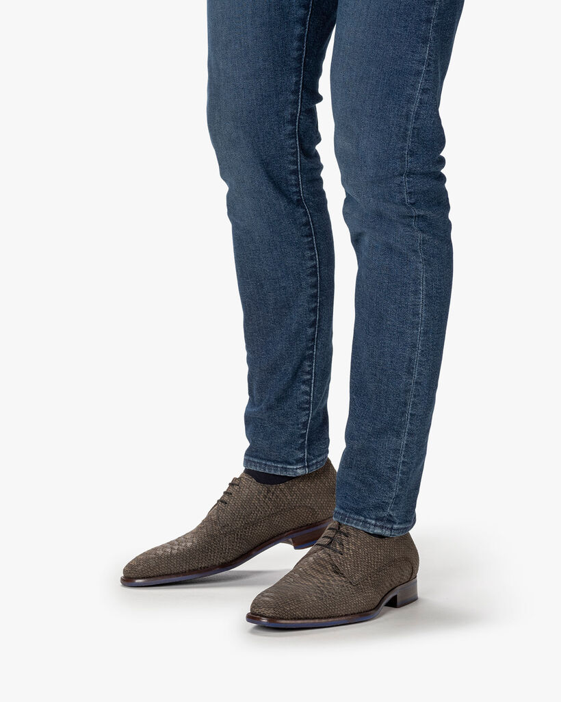 Lace shoe printed leather dark green