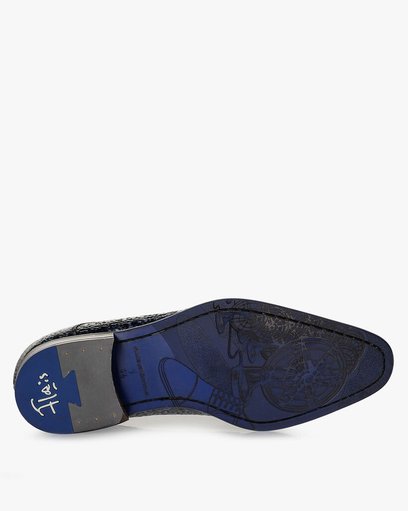 Veterschoen metallicprint blauw