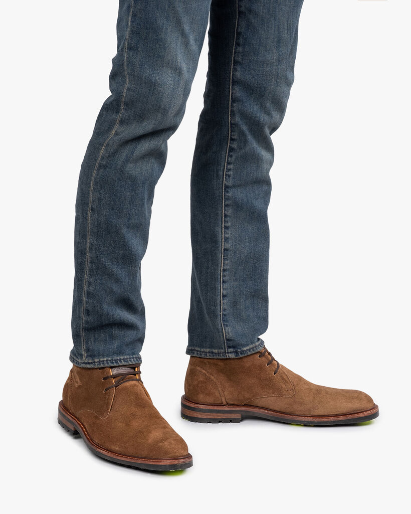 Lace boot suede leather beige