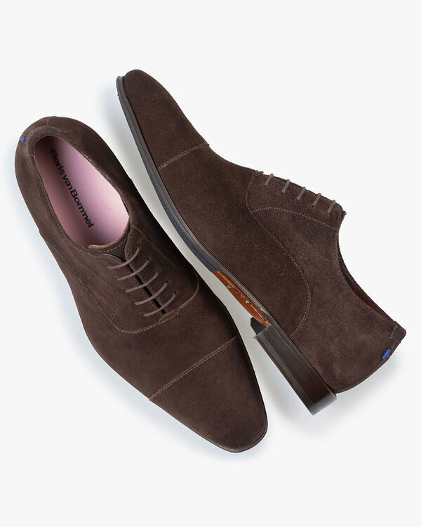 Lace shoe dark brown suede leather
