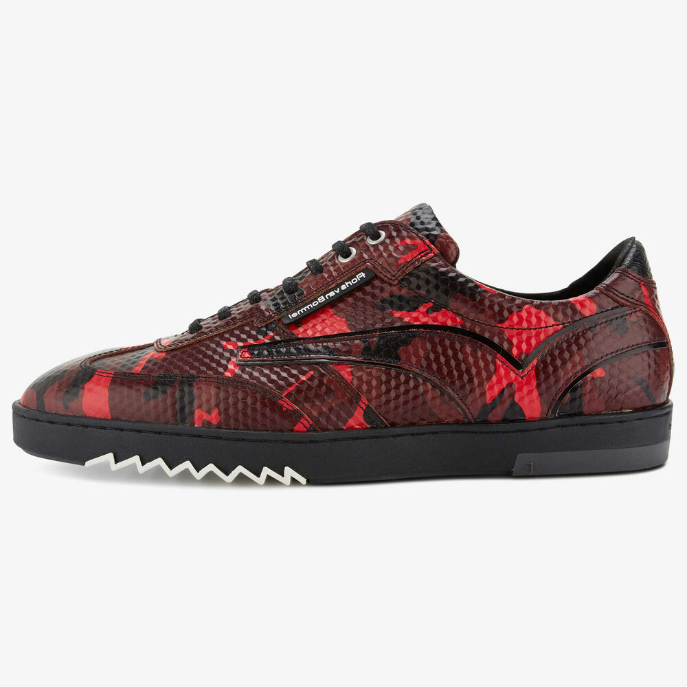 Floris van Bommel red leather men’s sneaker with snake print
