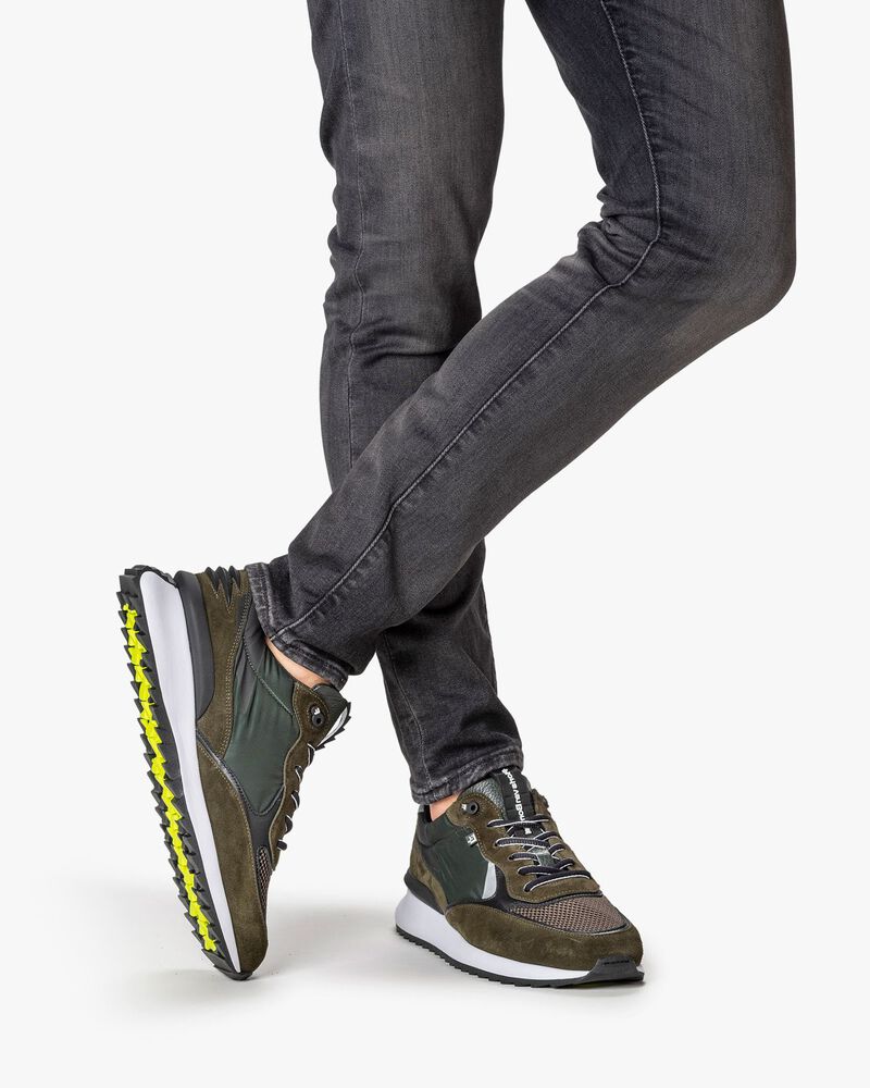 Sharki sneaker su&egrave;de donkergroen