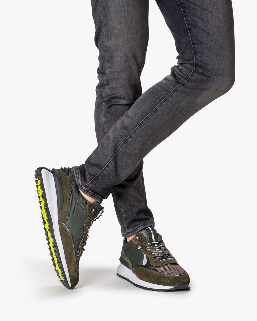 Sharki sneaker su&egrave;de donkergroen