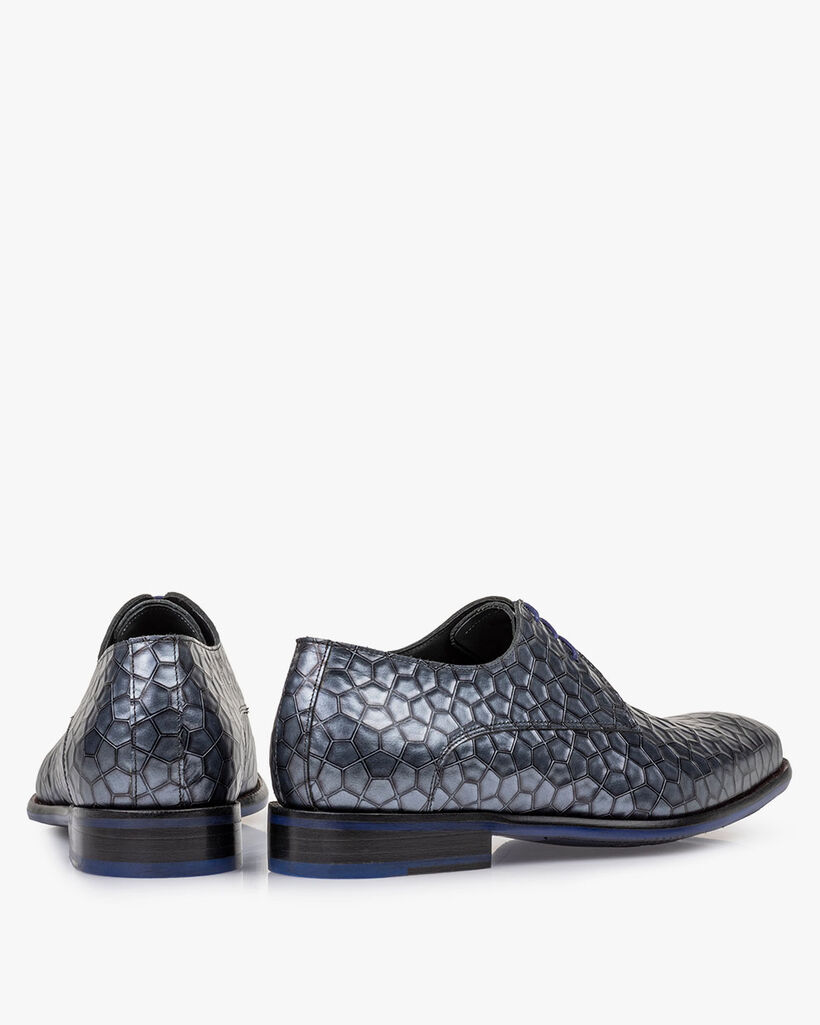 Lace shoe metallic print grey