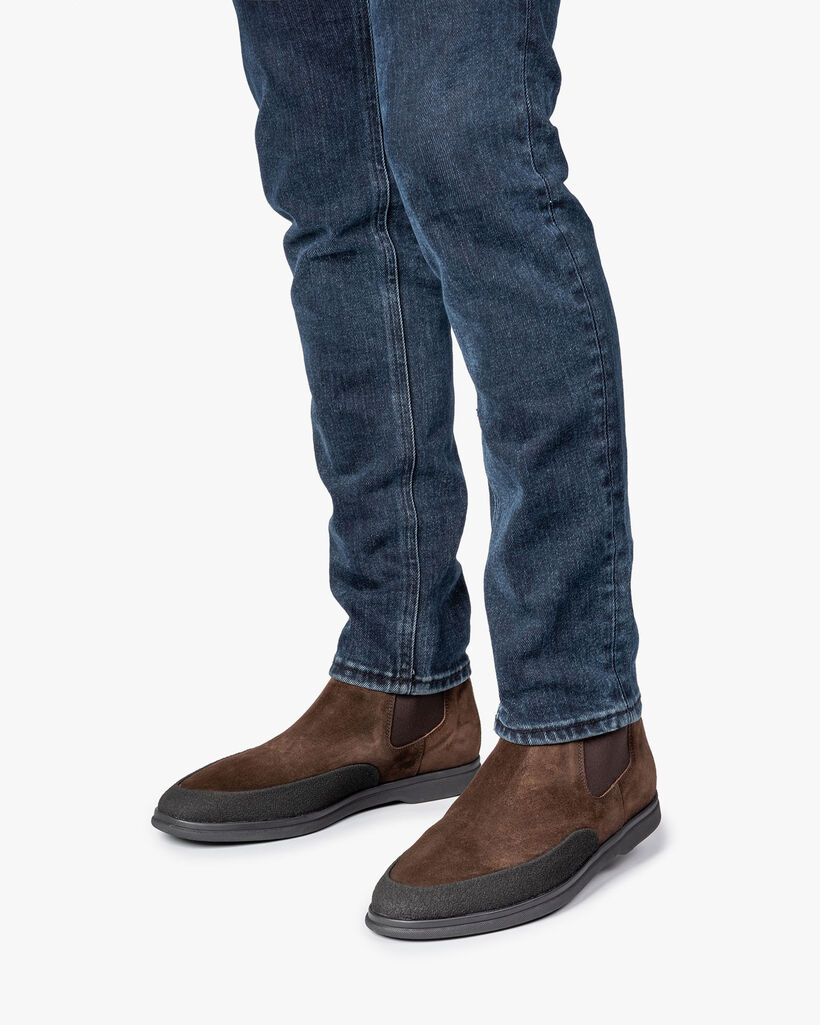 Su&egrave;de chelsea boot donkerbruin