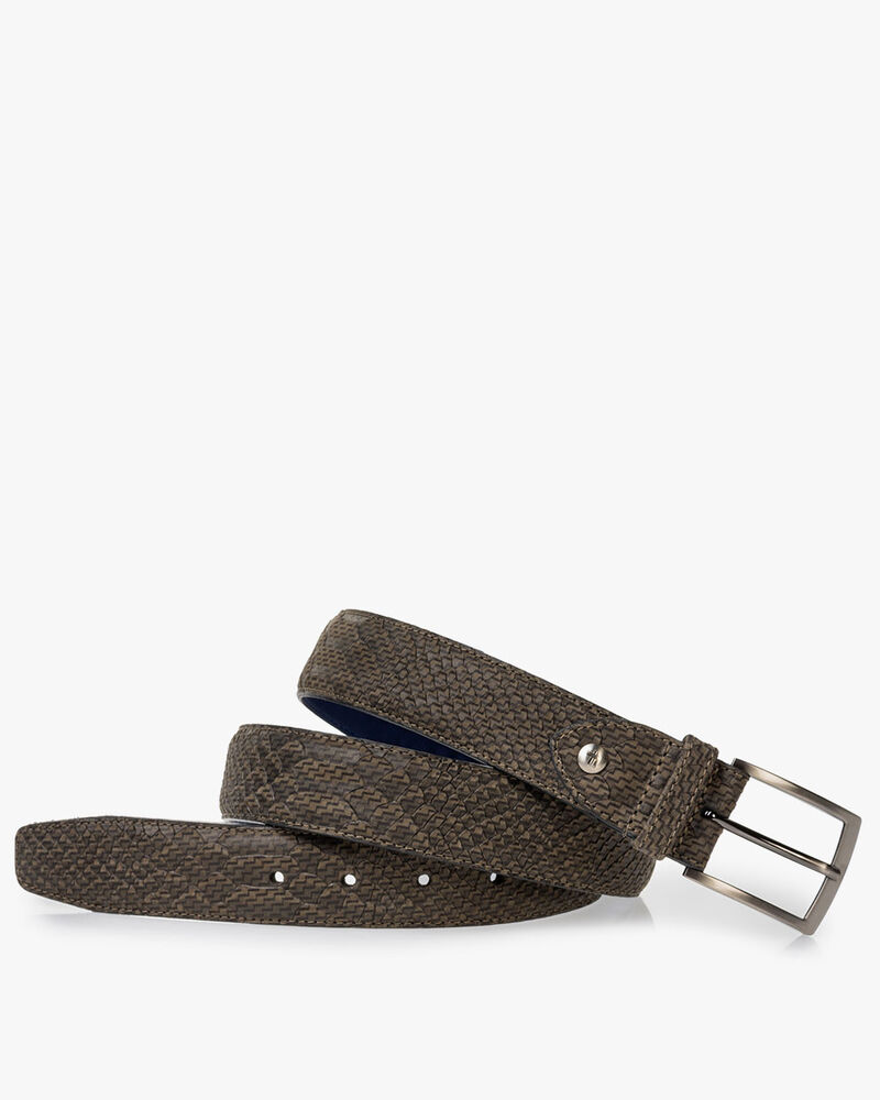 Belt nubuck leather dark green