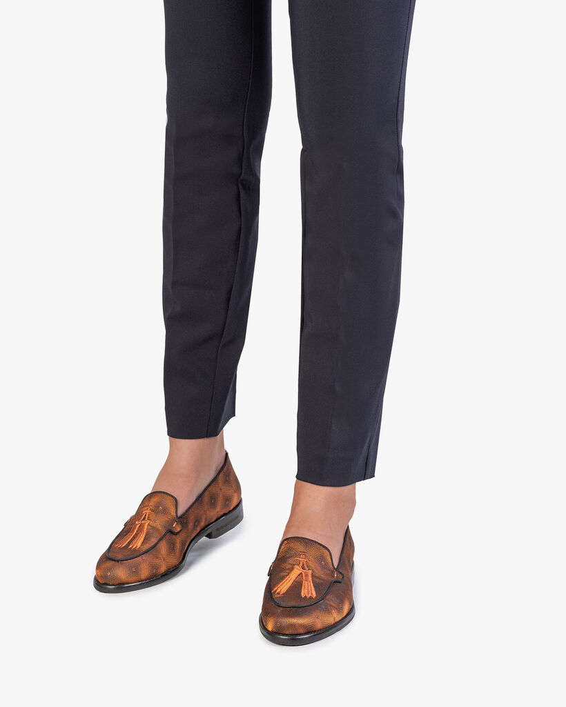 Loafer brown textile with print