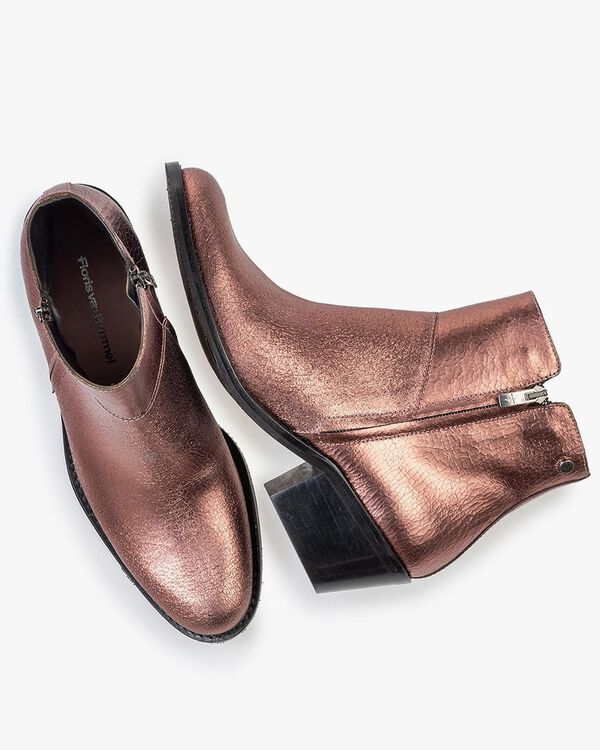 Ankle boot craquel&eacute; leather pink