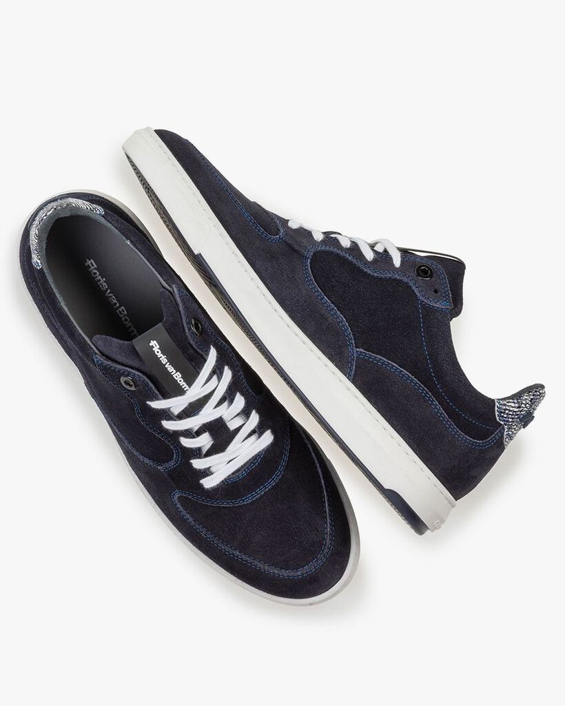 Sneaker printed suede leather blue