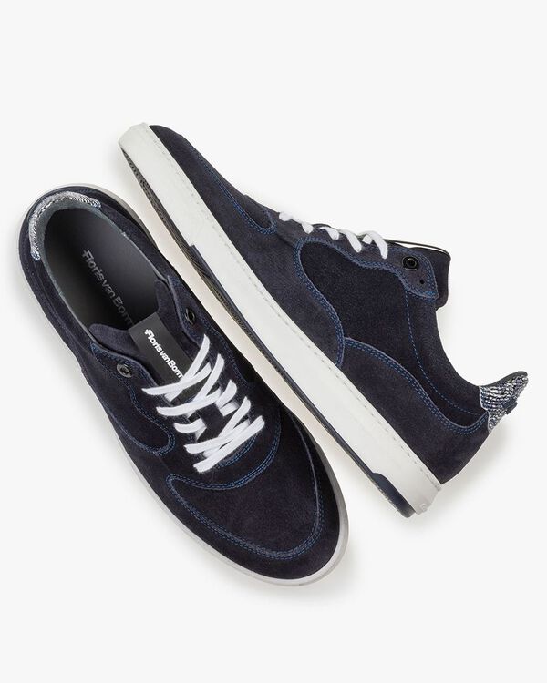 Sneaker printed suede leather blue