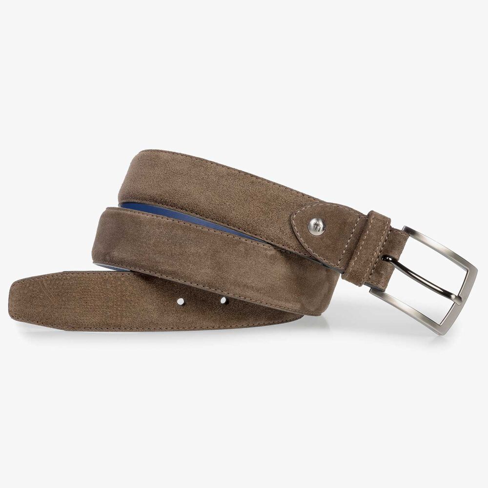 Dark taupe-coloured suede leather belt