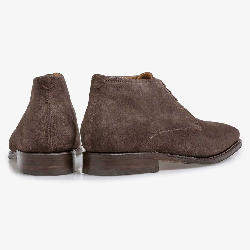 Dark brown waxed suede leather lace shoe