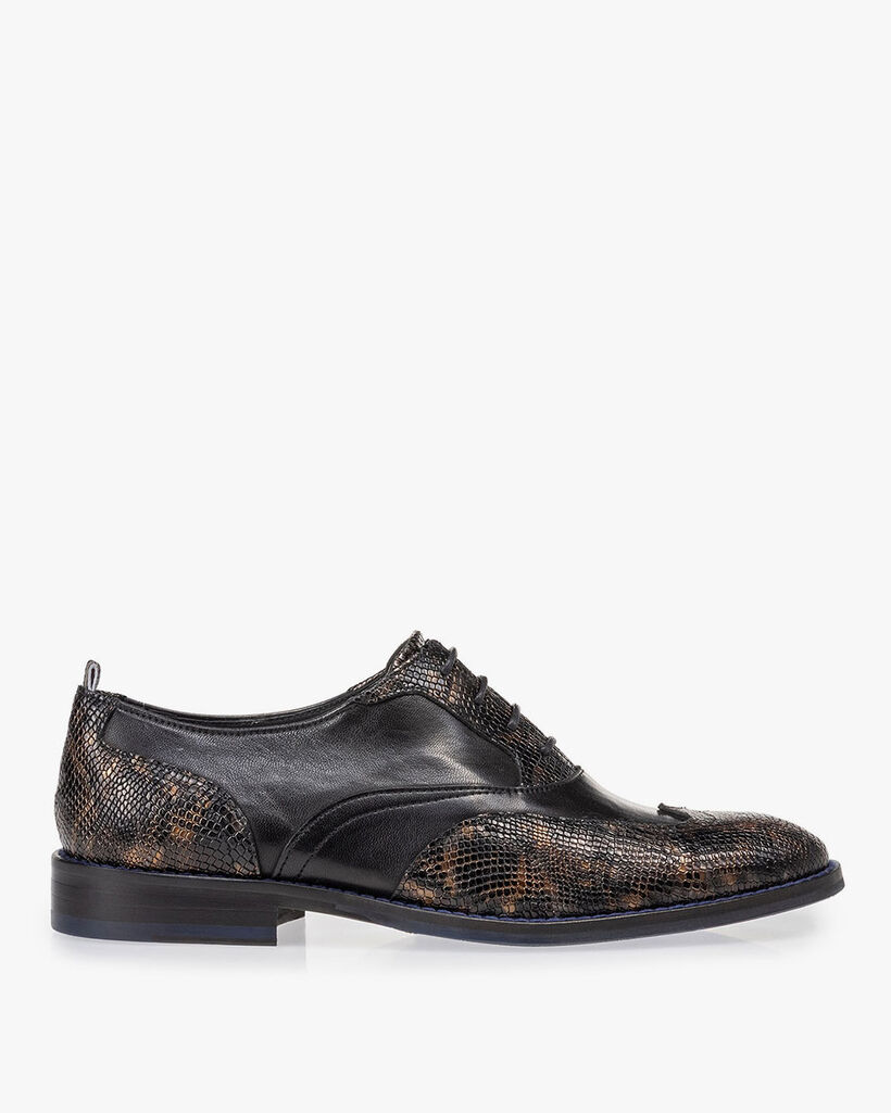Veterschoen crocoprint koper