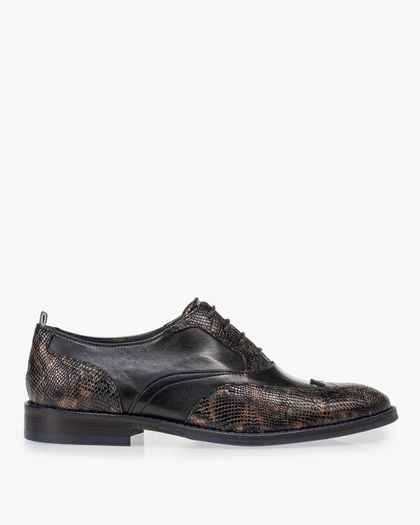 Veterschoen crocoprint koper