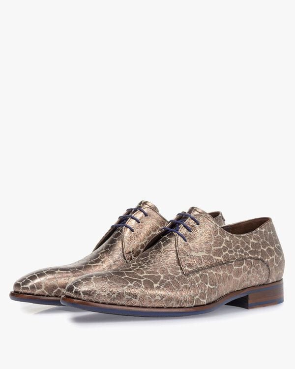 Lace shoe metallic bronze
