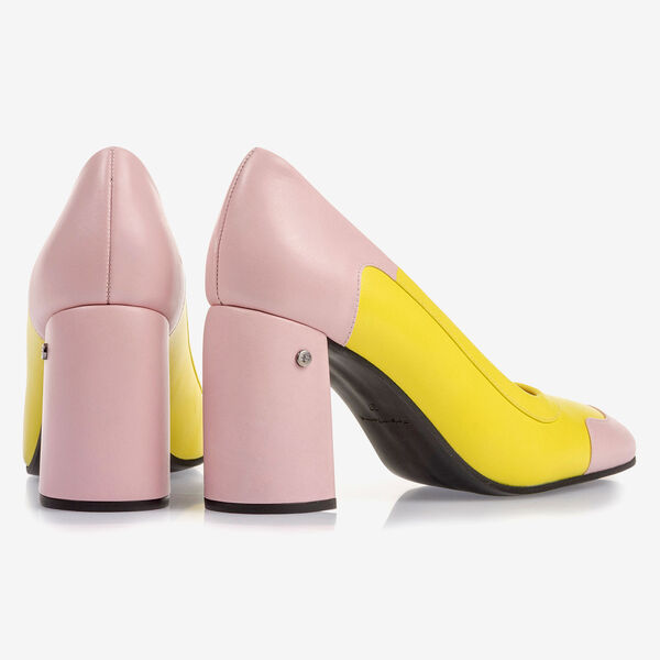 Yellow and pink nappa leather pumps