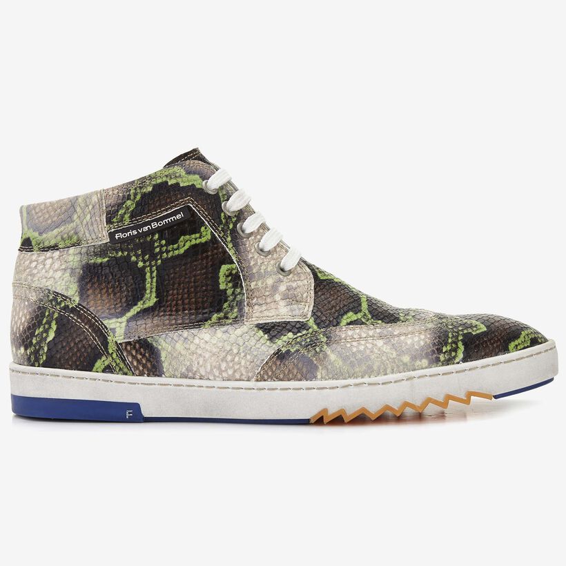 Floris van Bommel groene snakeprint heren sneakerboot