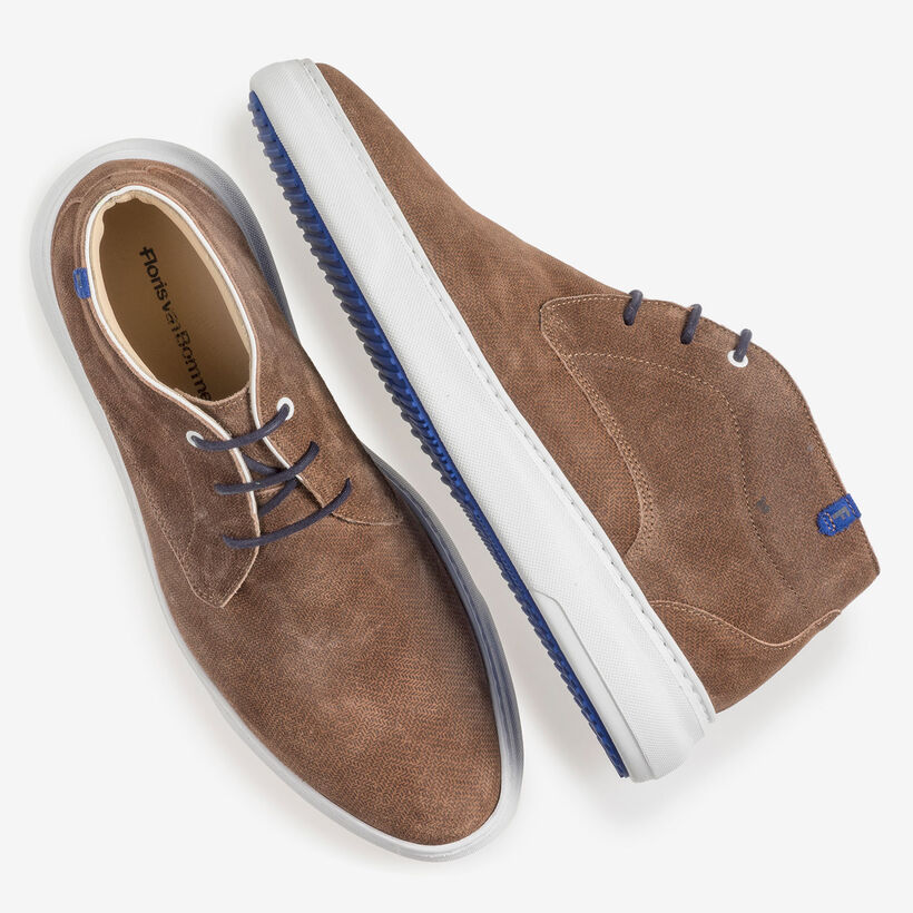 Su&egrave;de veterboot cognac met print