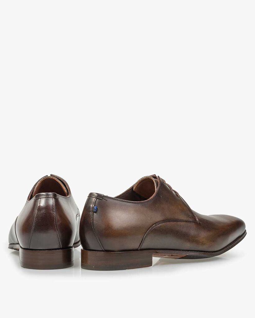 Lace boot calf leather dark brown