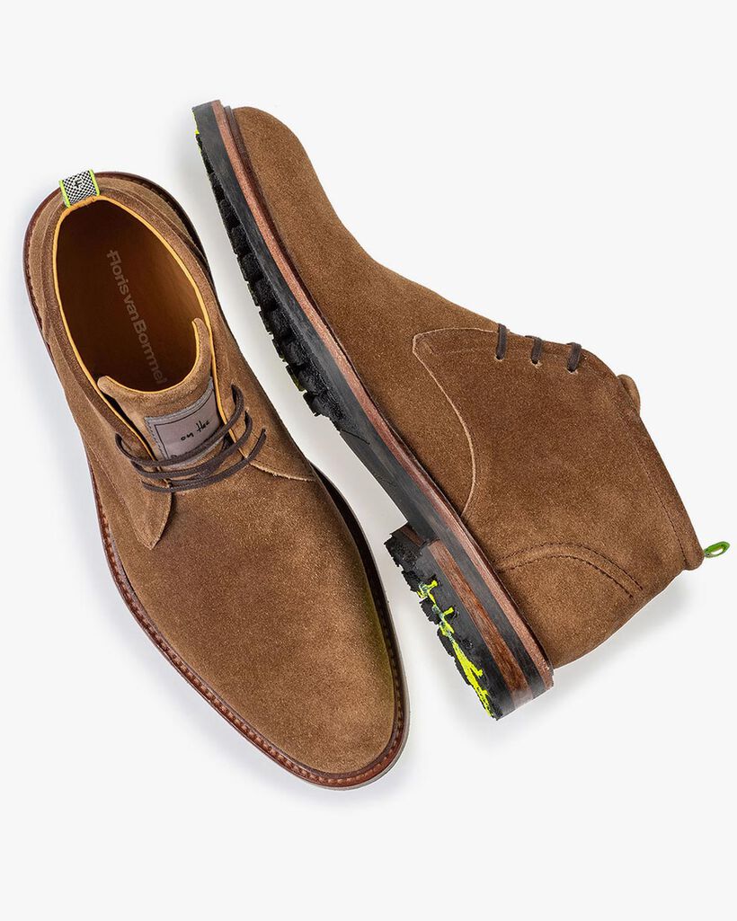 Lace boot suede leather beige