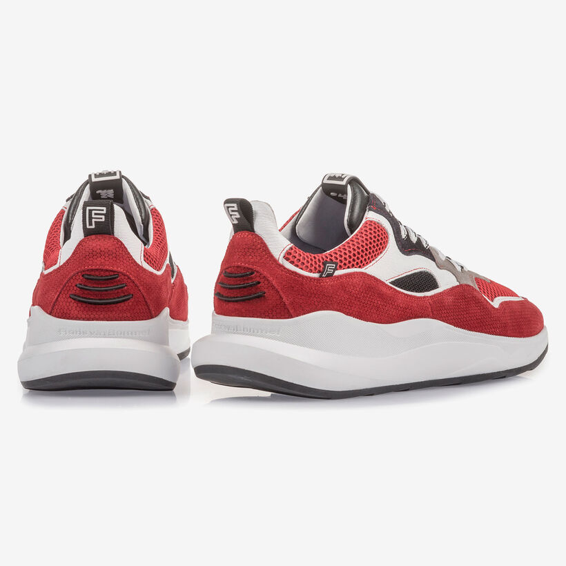 Multi-color su&egrave;de sneaker rood/wit