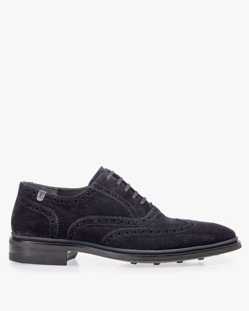 Brogue suede leather dark blue