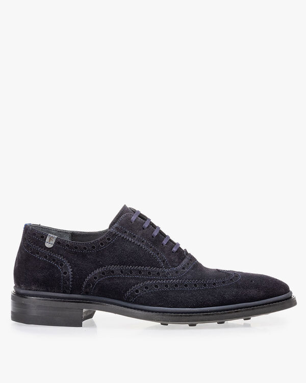 Brogue suede leather dark blue