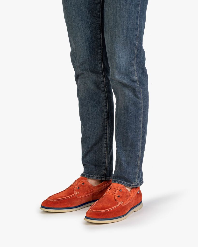 Boat shoe suede leather orange
